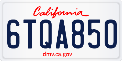 CA license plate 6TQA850