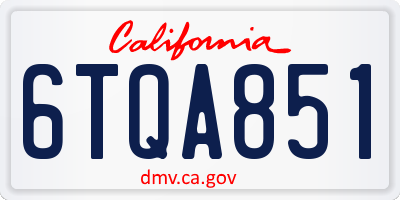 CA license plate 6TQA851