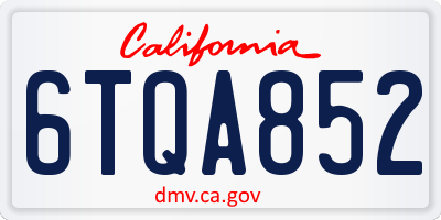 CA license plate 6TQA852