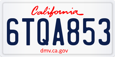 CA license plate 6TQA853