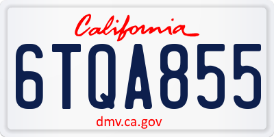 CA license plate 6TQA855