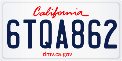 CA license plate 6TQA862