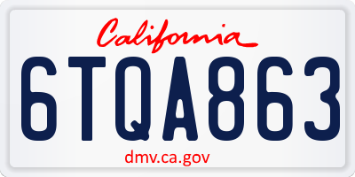 CA license plate 6TQA863