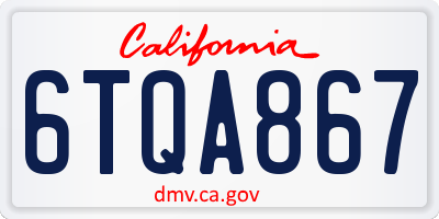 CA license plate 6TQA867