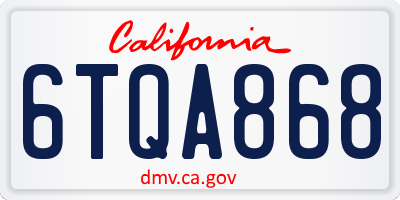 CA license plate 6TQA868