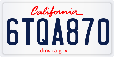 CA license plate 6TQA870