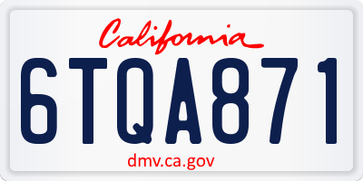 CA license plate 6TQA871