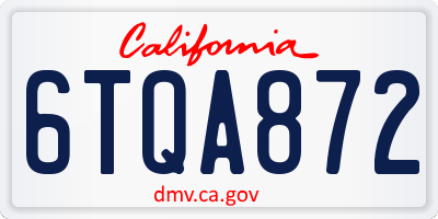 CA license plate 6TQA872