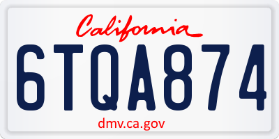 CA license plate 6TQA874