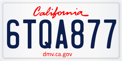 CA license plate 6TQA877