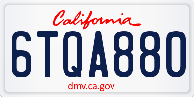 CA license plate 6TQA880