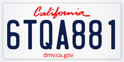 CA license plate 6TQA881