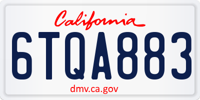 CA license plate 6TQA883