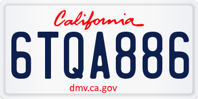 CA license plate 6TQA886