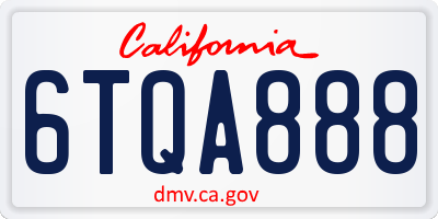 CA license plate 6TQA888