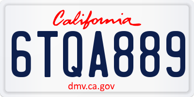 CA license plate 6TQA889