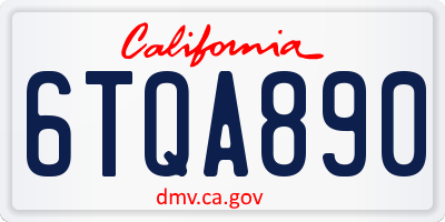 CA license plate 6TQA890