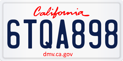 CA license plate 6TQA898