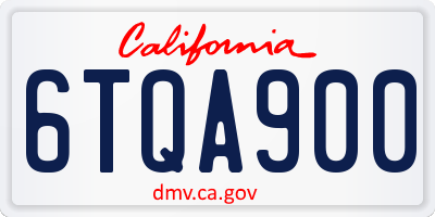 CA license plate 6TQA900