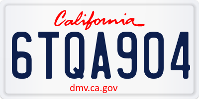 CA license plate 6TQA904