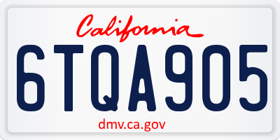 CA license plate 6TQA905