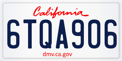 CA license plate 6TQA906