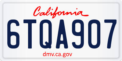 CA license plate 6TQA907