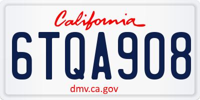 CA license plate 6TQA908