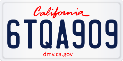 CA license plate 6TQA909