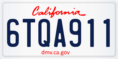 CA license plate 6TQA911