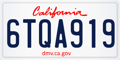 CA license plate 6TQA919