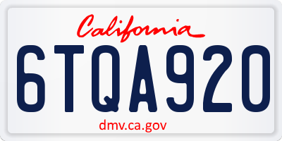 CA license plate 6TQA920