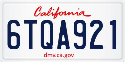 CA license plate 6TQA921
