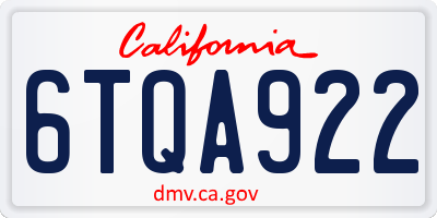 CA license plate 6TQA922