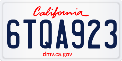 CA license plate 6TQA923