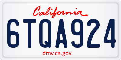 CA license plate 6TQA924