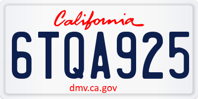 CA license plate 6TQA925