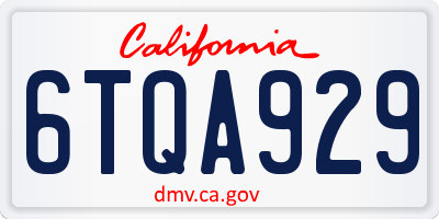 CA license plate 6TQA929