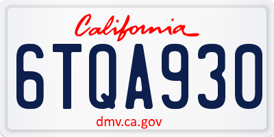 CA license plate 6TQA930