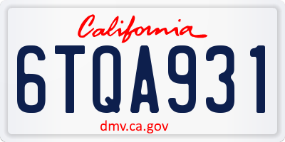 CA license plate 6TQA931