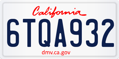 CA license plate 6TQA932