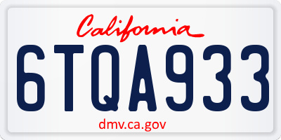 CA license plate 6TQA933