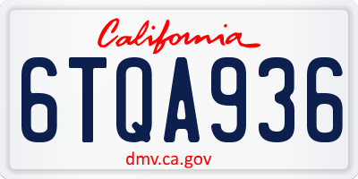 CA license plate 6TQA936