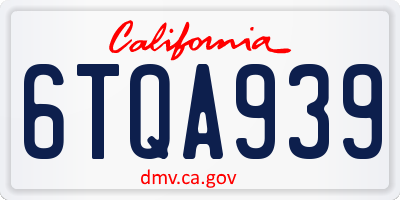 CA license plate 6TQA939