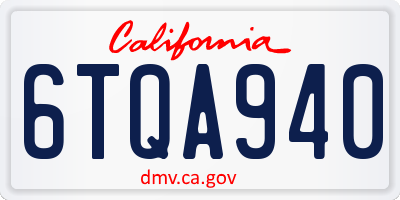 CA license plate 6TQA940