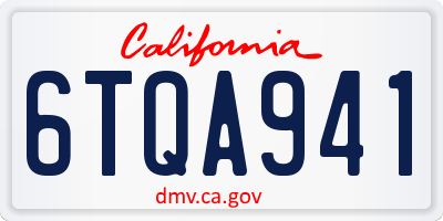 CA license plate 6TQA941