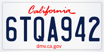 CA license plate 6TQA942