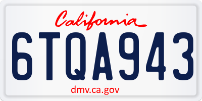 CA license plate 6TQA943