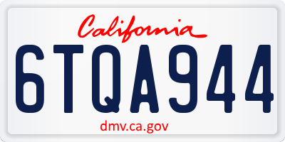 CA license plate 6TQA944