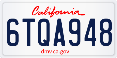 CA license plate 6TQA948